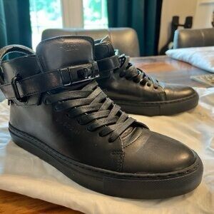 Buscemi Black Leather High-Top Sneakers with Ankle Strap